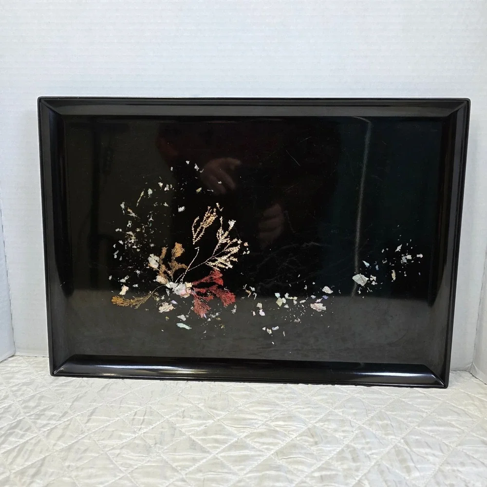 Vintage Couroc of Monterey Serving Tray Sea Life Abalone Seaweed Coral 18